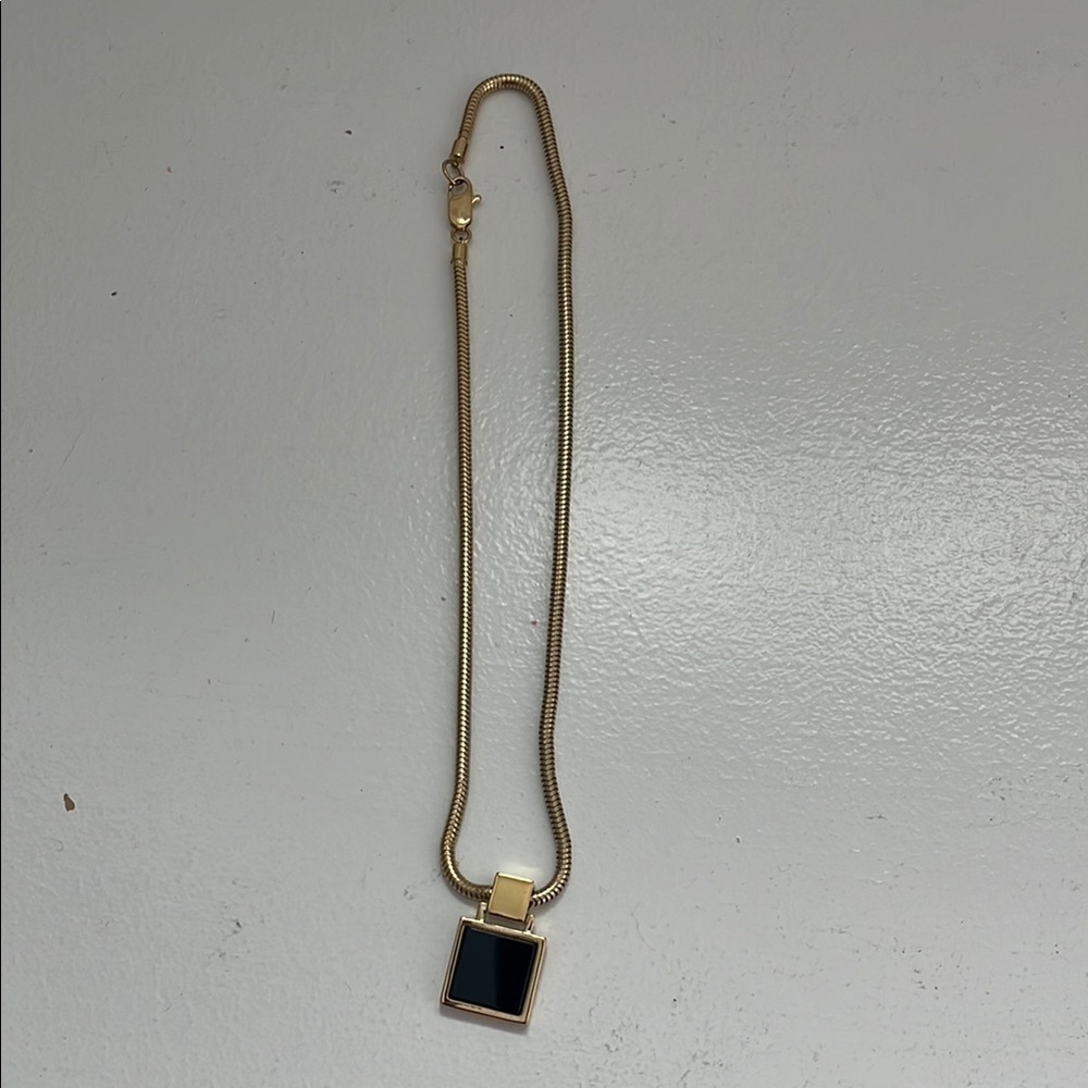 VTG 90s St. John Black Enamel Pendant Necklace